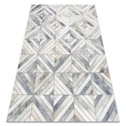 Tappeto PATCHWORK 21721 beige / gris - Pelle di vacchetta, geometrico