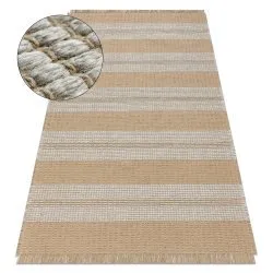 Tappeto JUTA 3734 beige / grigio righe - juta, tessitura piatta, frange