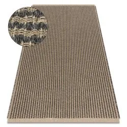 Tappeto JUTA 3650 linee noir / beige un colore - juta, tessitura piatta, frange