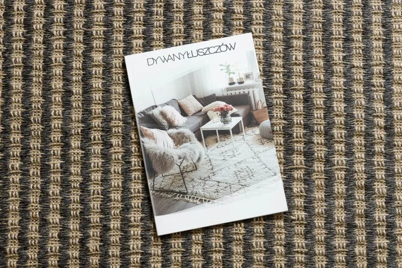 Dywan JUTE 3650 czarny / beż linie - jutowy, płaskotkany, frędzle