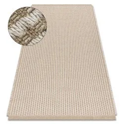 Tappeto JUTA 3650 linee crema / beige un colore - juta, tessitura piatta, frange