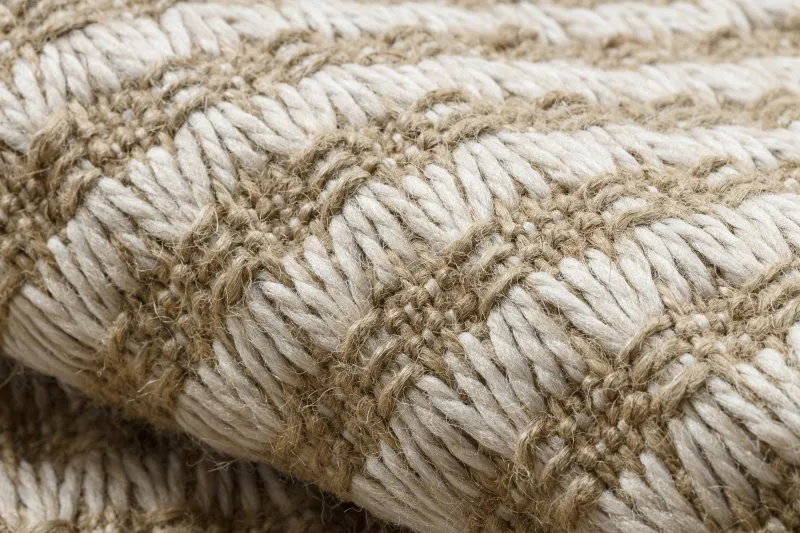 Dywan JUTE 3650 krem / beż linie - jutowy, płaskotkany, frędzle