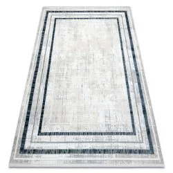 Tappeto moderno DUKE 51523 panna / blu - Cornice strutturata, molto morbida, frange
