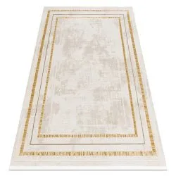 Tappeto moderno DUKE 51523 panna / oro - Cornice strutturata, molto morbida, frange