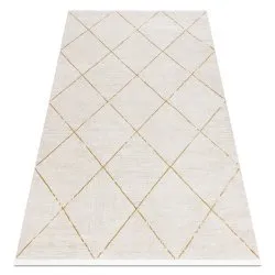 Tappeto moderno DUKE 51245 panna / oro - Traliccio strutturata, molto morbida, frange