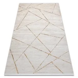 Tappeto moderno DUKE 51557 panna / oro - Geometrico strutturata, molto morbida, frange