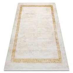 Tappeto moderno DUKE 51524 panna / oro - Cornice greco strutturata, molto morbida, frange