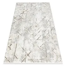 Tappeto moderno DUKE 51393 panna / oro - Geometrico, vintage strutturata, molto morbida, frange