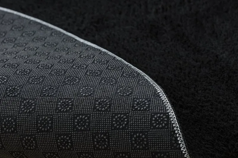 Dywan LINDO koło czarny do prania, antypoślizgowy, Shaggy