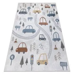 Tappeto BONO 8436 Automobili strada crema / grigio chiaro