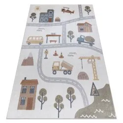 Tappeto BONO 9207 strade, città, sito di costruzione crema / grigio chiaro