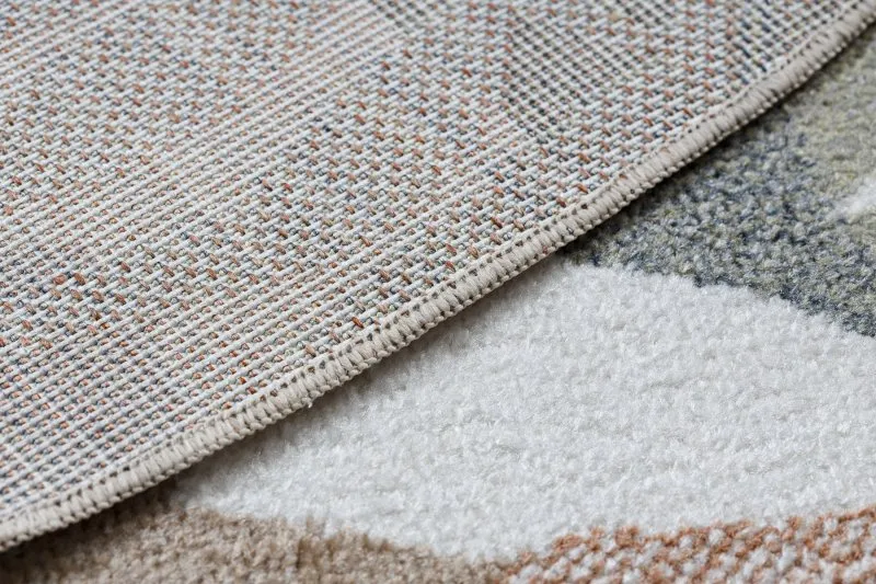 Tappeto BONO 8426 cerchio Giungla, animali selvatici crema / oro scuro