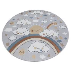 Tappeto BONO 8437 cerchio Nuvole, cielo, grigio chiaro / crema