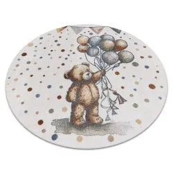 Tappeto BONO 9614 cerchio Orso, palloncini crema / grigio chiaro