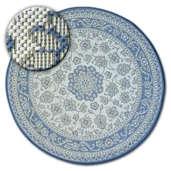 Tappeto cerchio DI SPAGO SISAL FLAT 48691/591 VETRATA FIORI blu
