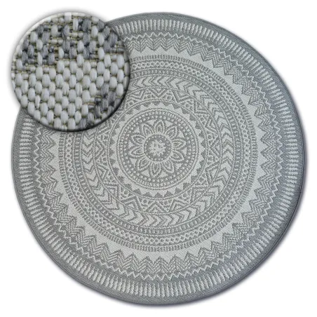 Tappeto rotondo in sisal grigio, perfetto per interni moderni