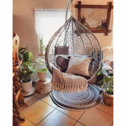 Tappeto circolare in tonalità naturali, ideale per il soggiorno, Tappeti In Tessuto Sisal