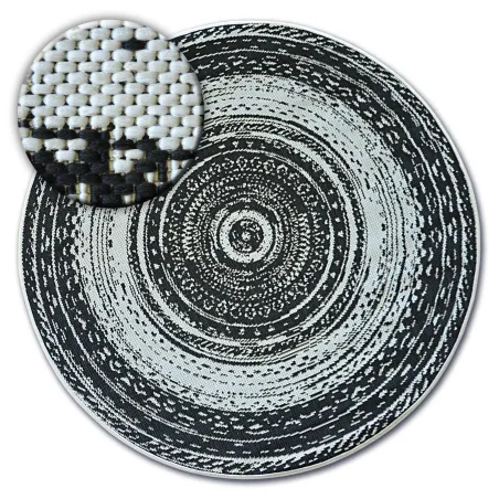 Tappeto rotondo in sisal, tessuto piatto, design colorato a vetro