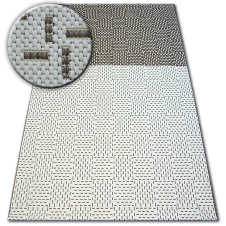 Tappeto bicolore in sisal crema e marrone, materiale naturale e resistente