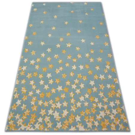 Tappeto moderno con stelline turchesi, oro e crema