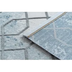 Tappeto ideale per la camera da letto, in acrilico blu e grigio