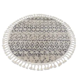 Tappeto BERBER AGADIR G0522 cerchio crema / grigio Frange berbero marocchino shaggy