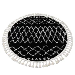 Tappeto BERBER ETHNIC G3802 cerchio nero / bianco Frange berbero marocchino shaggy