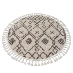 Tappeto BERBER TANGER B5940 cerchio crema / marrone Frange berbero marocchino shaggy