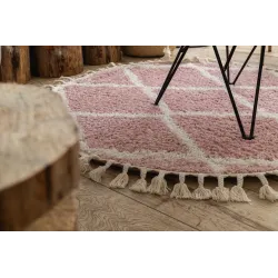 Tappeto moderno rosa e bianco, ideale per ambienti eleganti