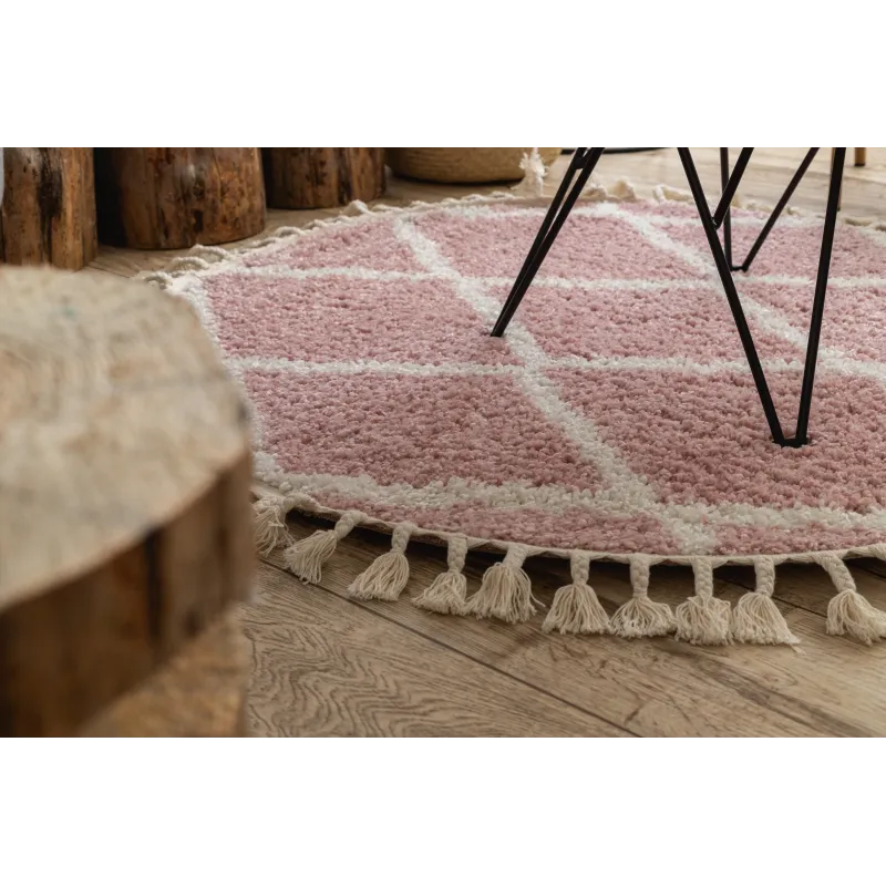 Tappeto moderno rosa e bianco, ideale per ambienti eleganti