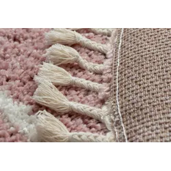 Tappeto rotondo con frange, ideale per ambienti eleganti in casa