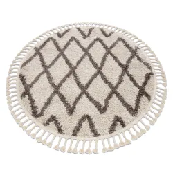 Tappeto BERBER BENI cerchio crema Frange berbero marocchino shaggy