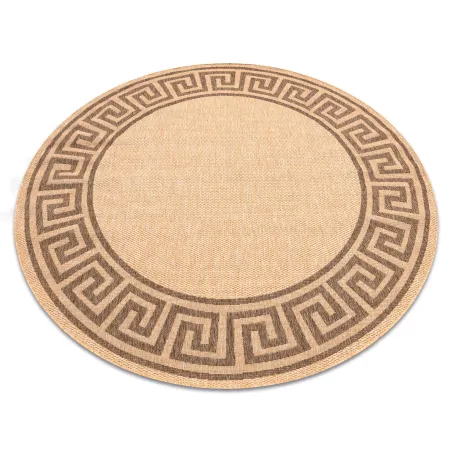 Tappeto rotondo in sisal Floorlux, colore mais/caffè, diametro 200cm