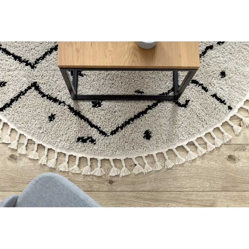Tappeto beige a zigzag, accessorio d'arredo elegante, shaggy