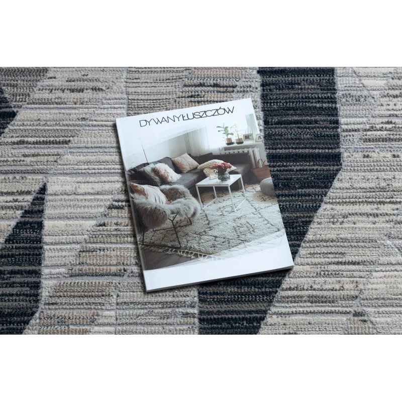 Tappeto moderno REBEC blu e crema, design elegante, ideale per soggiorni