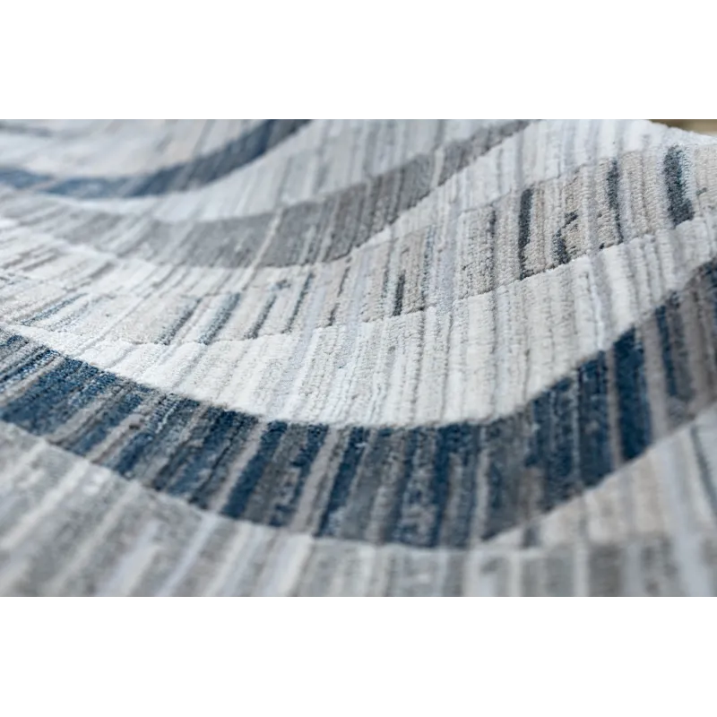 Tappeto moderno REBEC con motivo geometrico, blu scuro, perfetto per le camere dei bambini