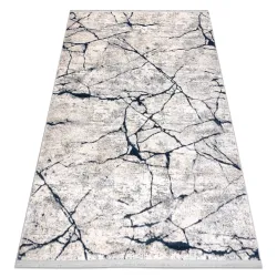 Tappeto moderno REBEC frange51184A Marmo - due livelli di pile crema / blu scuro