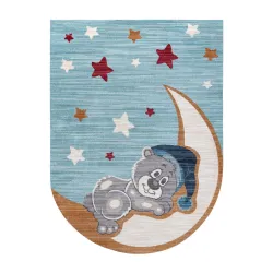 Tappeto per bambini TOYS 75322 Orso per bambini - moderno, forma irregolare blu navy - turchese / crema