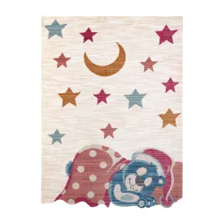 Tappeto per bambini TOYS 75323 Orso per bambini - moderno, forma irregolare crema / rosso fucsia