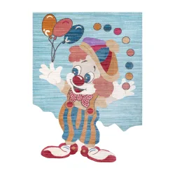 Tappeto per bambini TOYS 75328 Clown per bambini - moderno, forma irregolare blu navy - turchese / rosso fucsia