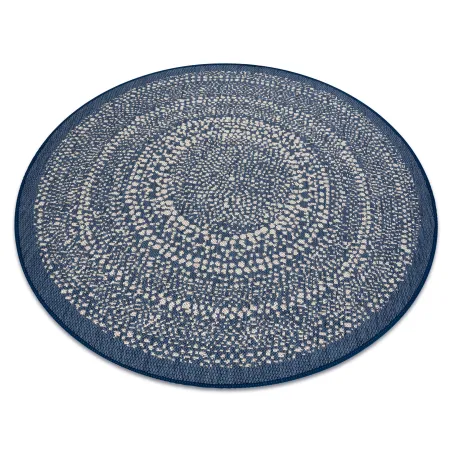 Tappeto blu in sisal con punti, ideale per arredamenti eleganti