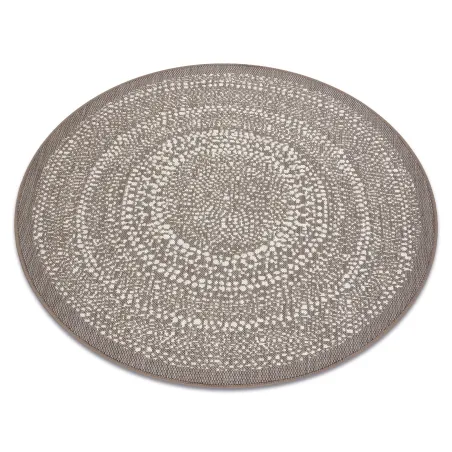 Tappeto rotondo in sisal beige, ideale per arredamenti eleganti