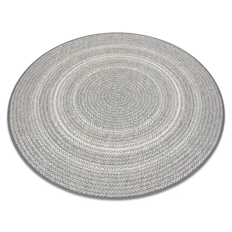 Tappeto rotondo grigio in sisal, stile boho, intrecciato, per il soggiorno