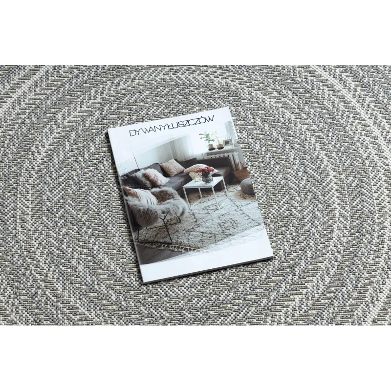 Tappeto rotondo in sisal grigio, boho, perfetto per interni moderni