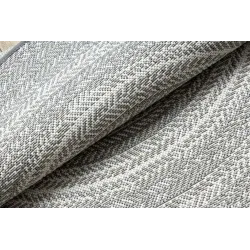 Tappeto rotondo per giardino, in sisal grigio, boho, resistente ed elegante