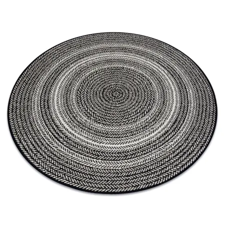 Tappeto rotondo in sisal nero, stile boho, tessuto naturale