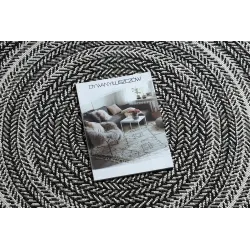 Tappeto circolare nero in stile boho, ideale per il soggiorno
