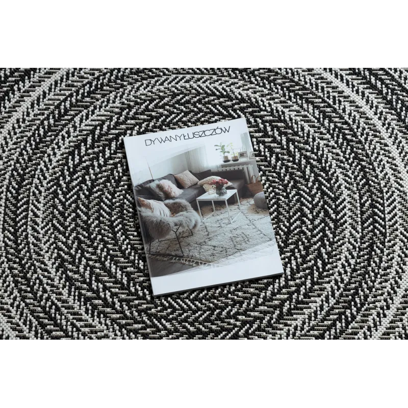 Tappeto circolare nero in stile boho, ideale per il soggiorno