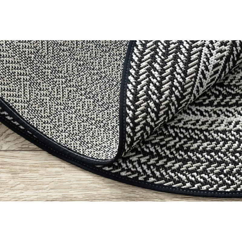 Tappeto da giardino in sisal nero, stile boho, resistente agli agenti atmosferici
