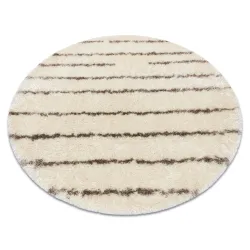 Tappeto FLUFFY 2371 cerchio shaggy strisce - crema / beige